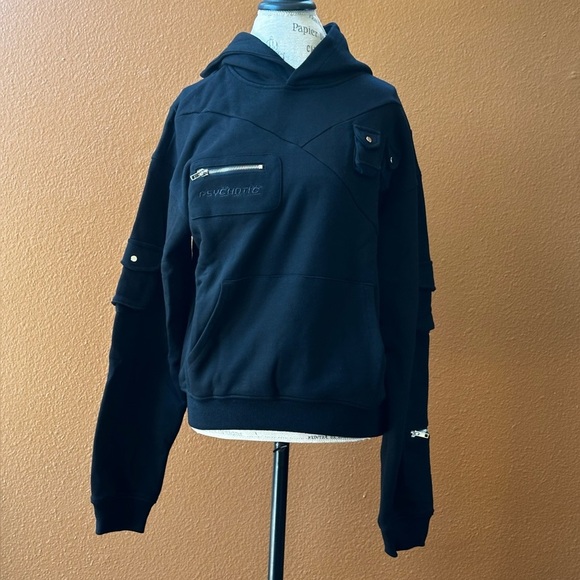 Tamed Psychotic Black “Utility Tech”Hoodie Men’s Medium New Without Tags! - Picture 9 of 16